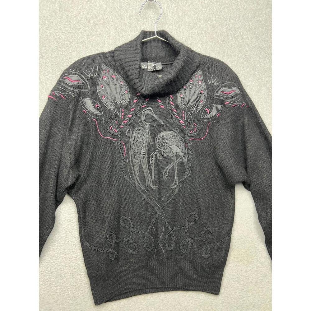 80s Vintage Silk Lambswool Angora Turtle Neck Knitted Sweater Crane Womens Sz S - Picture 4 of 12